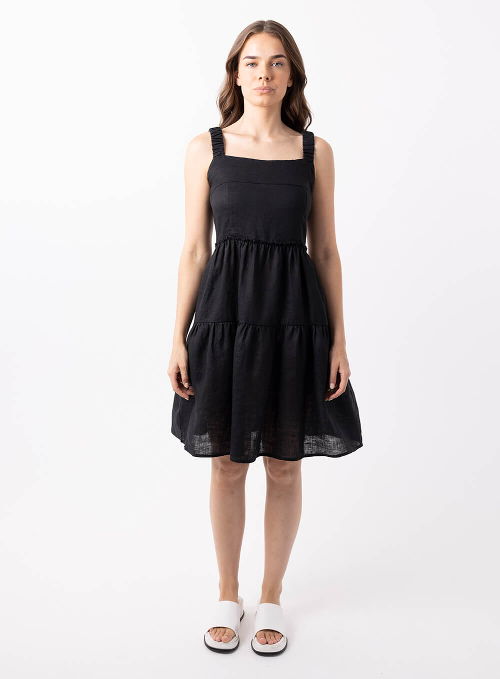 Aquila Linen Dress-Black