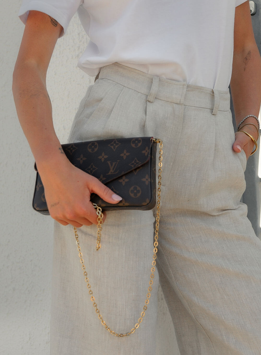 Edith Linen Culottes in beige is 100% Linen with elastic waistband at back, only slightly cropped,  button and zip enclosure at front and 2 side pockets