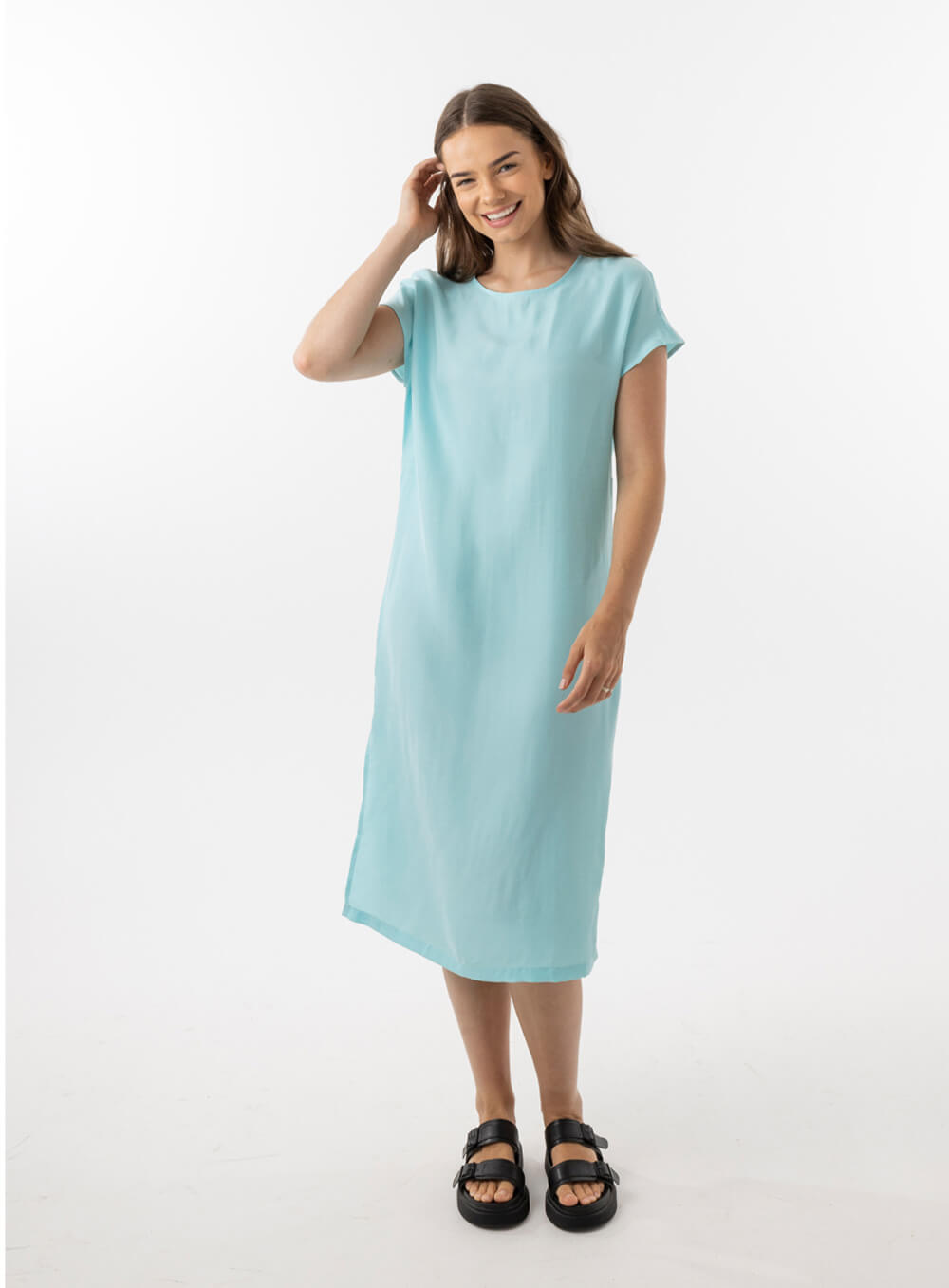 Elizabeth Cupro Midi Dress-AQUA