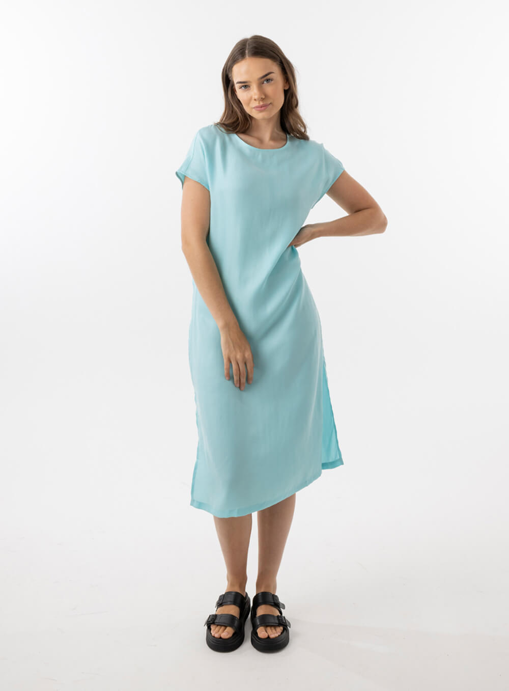 Elizabeth Cupro Midi Dress-AQUA