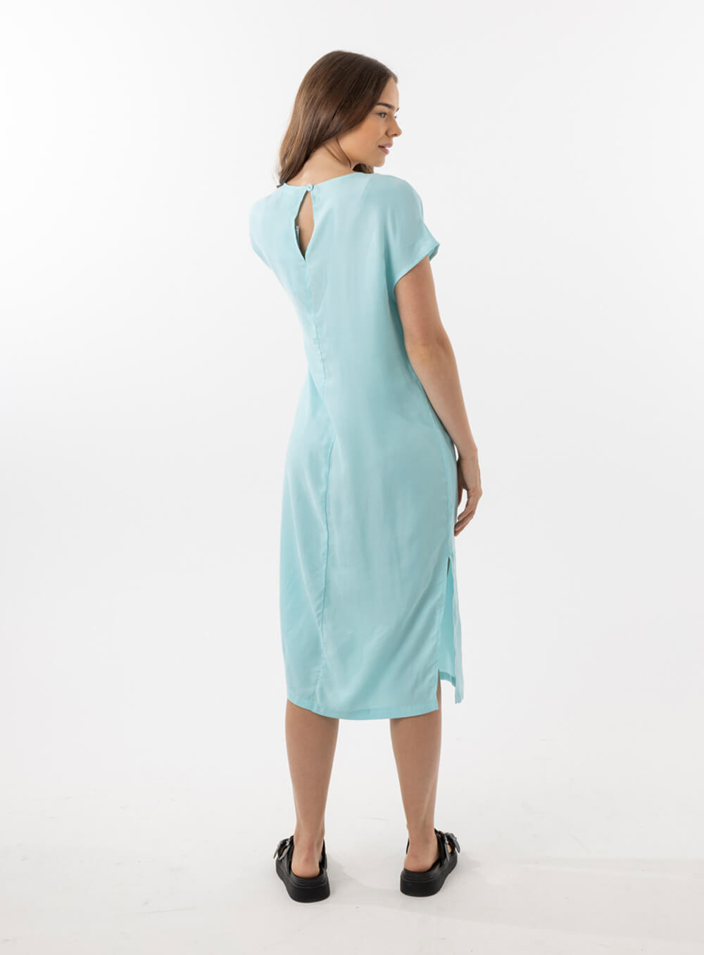 Elizabeth Cupro Midi Dress-AQUA