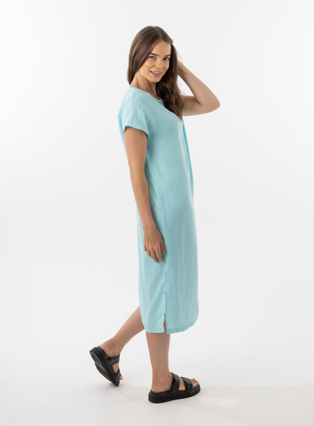 Elizabeth Cupro Midi Dress-AQUA