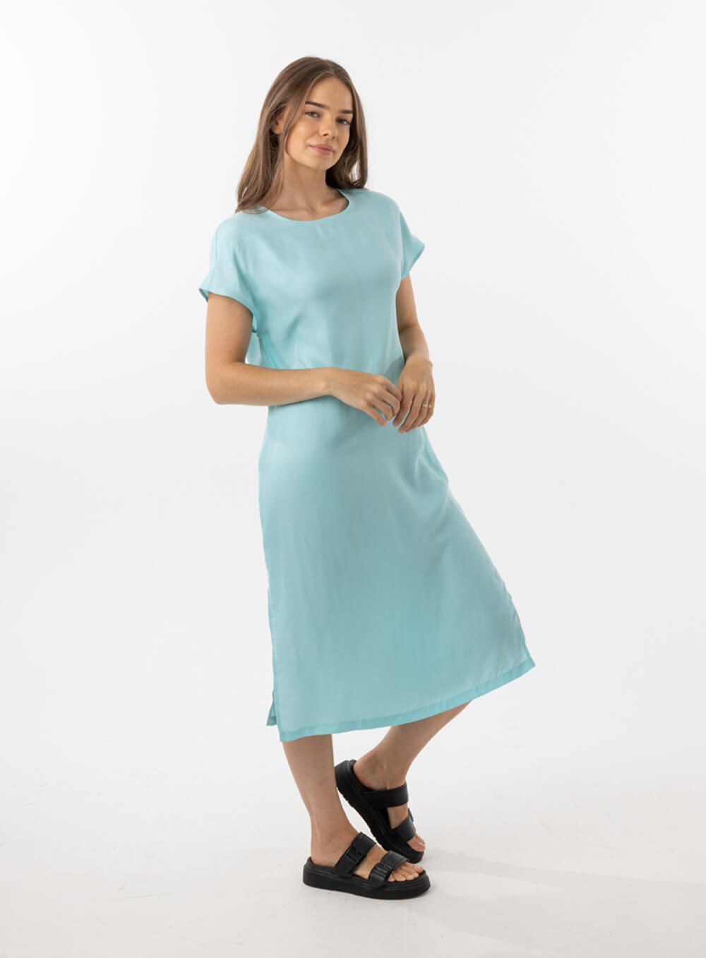 Elizabeth Cupro Midi Dress-AQUA