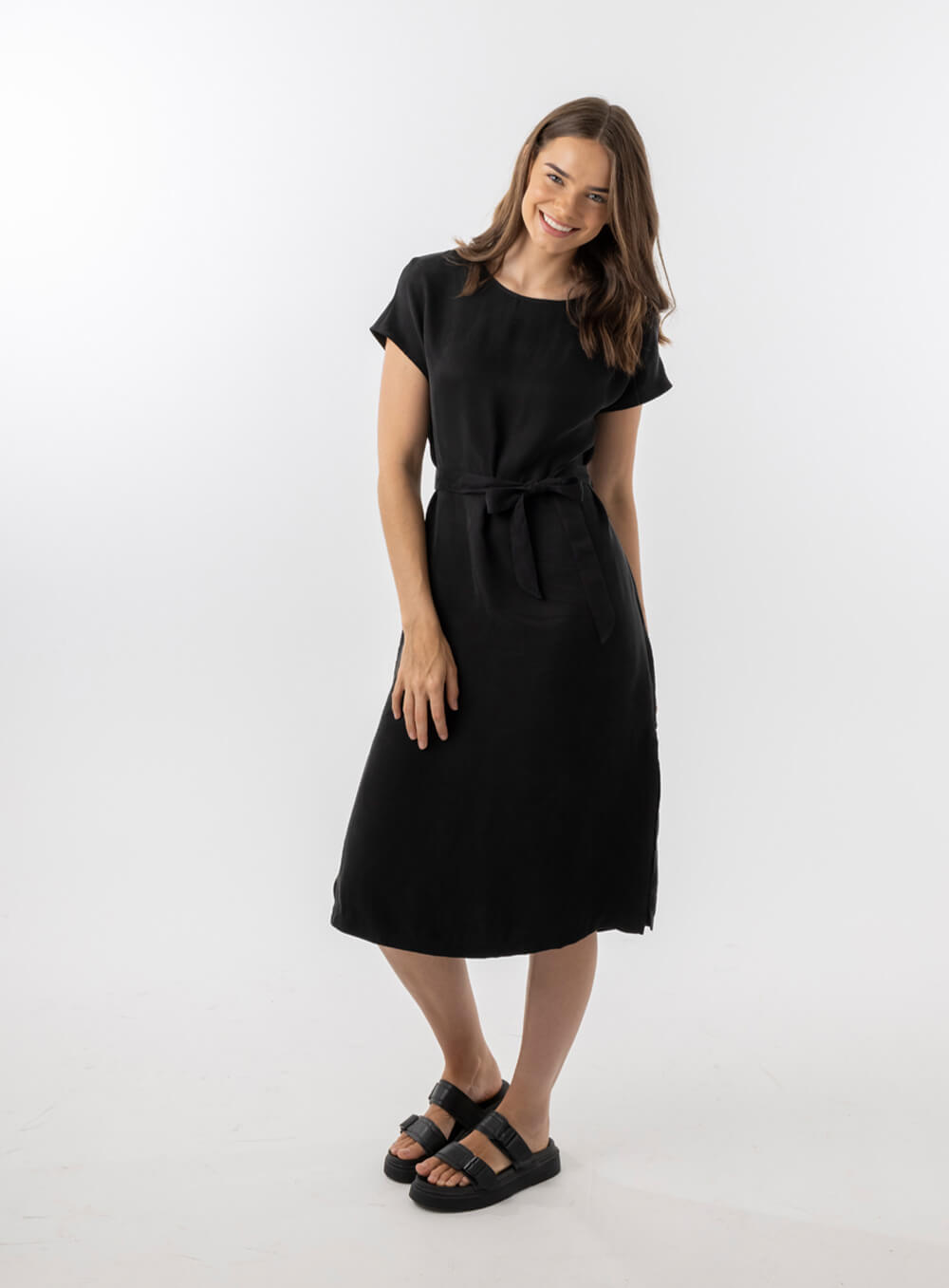 Elizabeth Cupro Midi Dress-Black