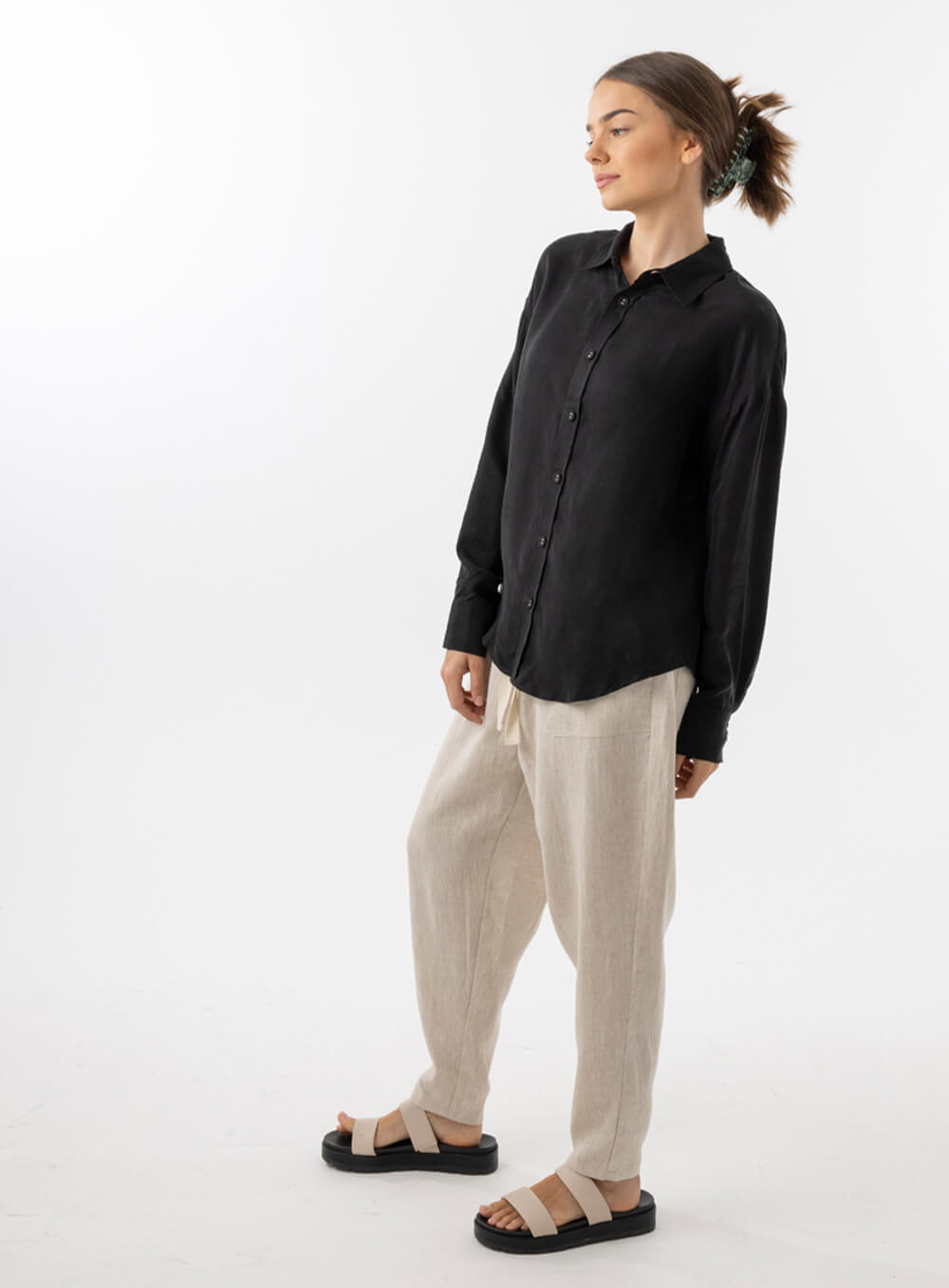 Marcia Cupro Shirt-Black