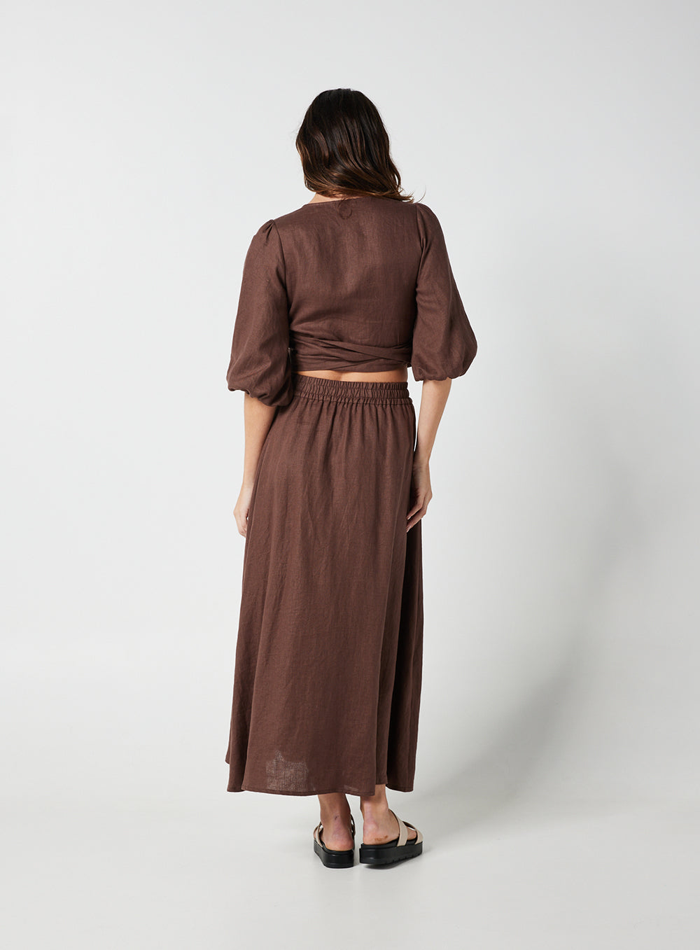 Genevieve Midi Skirt-CHOCOLATE