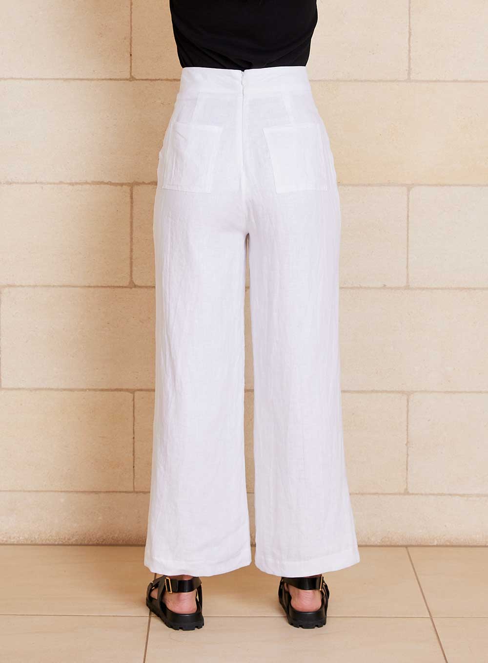 Olive Pant-White