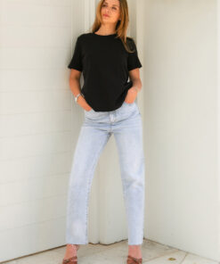 Black organic cotton short sleeve basic t-shirt