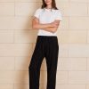 The Chloe Cupro pant features cupro and viscose blended fabrication with a velvety soft handfeel that creates a draping look, a drawcord waistband, straight leg design with side pockets.