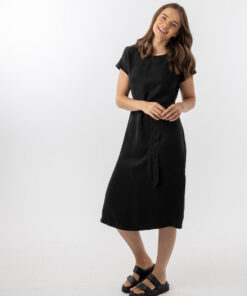 Elizabeth Cupro Midi Dress-Black