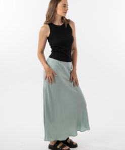 Hazel Cupro Midi Skirt-SAGE