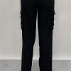 Athena Linen Cargo Pant in black is 100% Linen, elastic waistband at back, belt loops, slightly tapered towards the hem, 2 Pockets at back, 2 Pockets on side leg