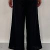 Edith Linen Culottes in black is 100% Linen with elastic waistband at back, only slightly cropped,  button and zip enclosure at front and 2 side pockets