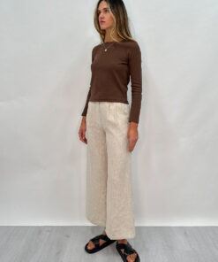 Lilith Long Sleeve Rib Top-CHOCOLATE