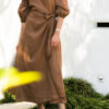 The Lydia Linen Wrap Dress is midi in length, functional wrap tie, Cross over front, soft bias cut skirt.