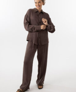 Marcia Cupro Shirt-CHOCOLATE