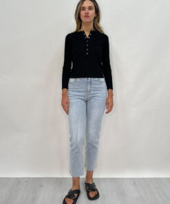 Ruby Henley Rib Top-Black