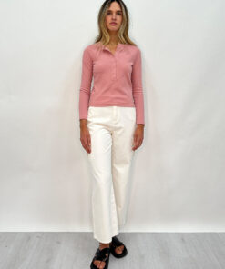 Ruby Henley Rib Top-ROSE